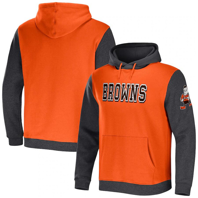 Men's Cleveland Browns x Darius Rucker Collection Orange/Heather Charcoal Colorblock Pullover Hoodie